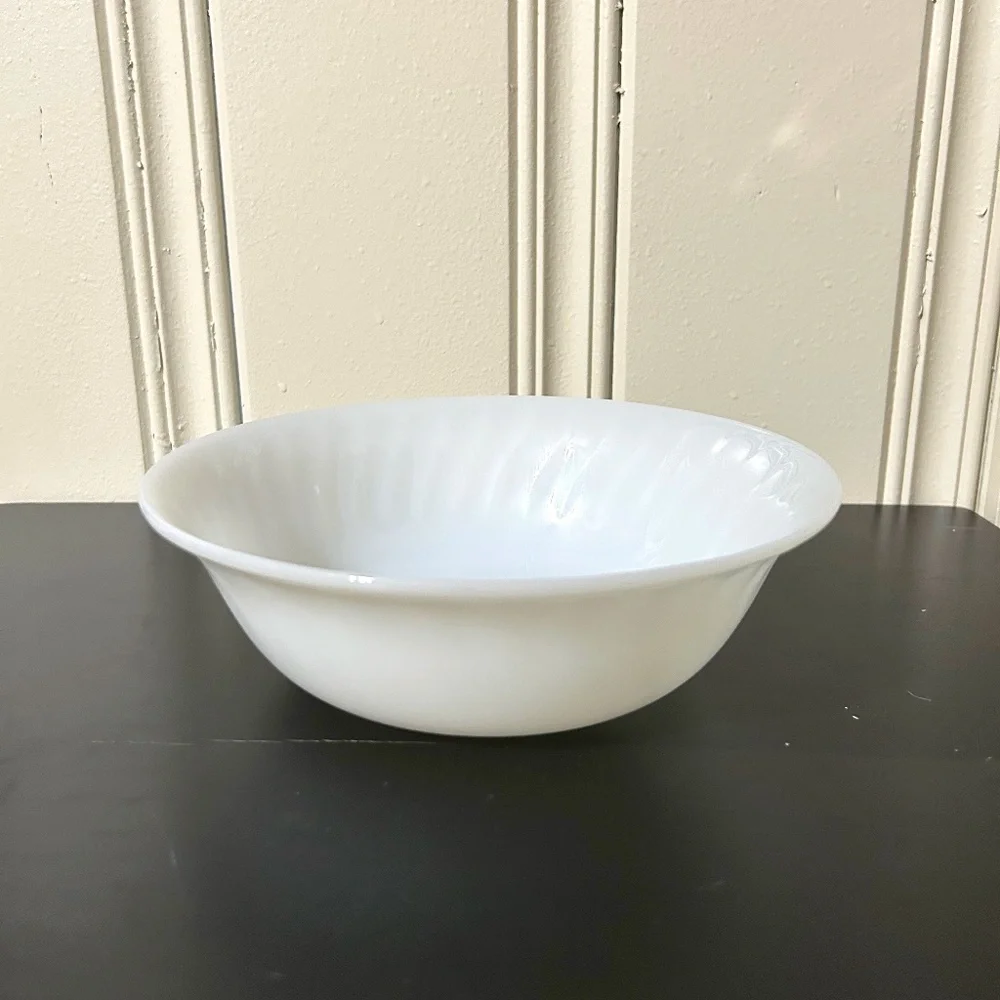 Vintage Fire King White Swirl Mixing Bowl 8